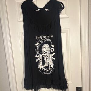 Killstar Black Graphic Sleeveless Babydoll Dress